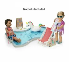 American Girl Doll Swimming Pool Party And Accessories NEW!!