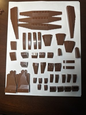 Lego Lot of Reddish Brown Bricks Various Textured Slopes Walls From Castle Sets