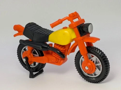 Vintage 1970s Tonka Plastic Yellow Orange/Black Toy Motorcycle 8" Hong Kong