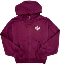 Victoria's Secret Pink Ivy Fleece Campus Full Zip Hoodie Maroon Burgundy M NWT