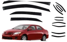  Outside 4 Pieces Black Window Visors Shade Sun Rain Wind Guards Cover Acrylic 