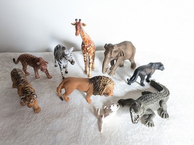 Schleich  Wild Life Safari Afrika Asien 9x Tier Elefant Giraffe Löwe Zebra Tiger