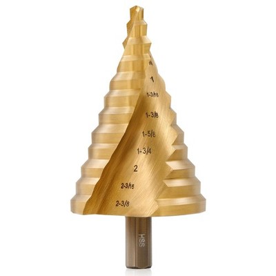 Large HSS Spiral Groove Step Drill Bit Set 12 Sizes Titanium High Speed Steel