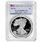 2021-W $1 1-oz T-2 Proof American Silver Eagle PCGS PR70DCAM FDOI Flag Label