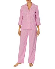 Lauren Ralph Lauren Striped Pajama Top Only, Pink Striped, Large