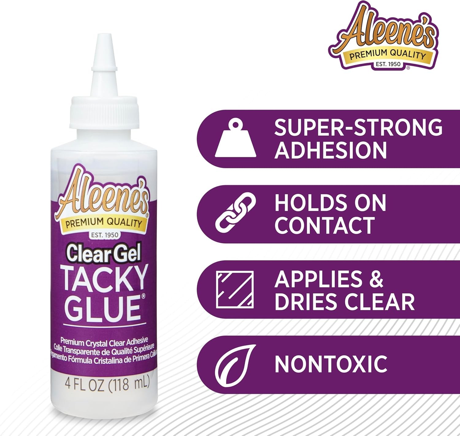 Aleene's Clear Gel Tacky Glue for Crafts, Nontoxic, Applies and Dries Clear, 4 f