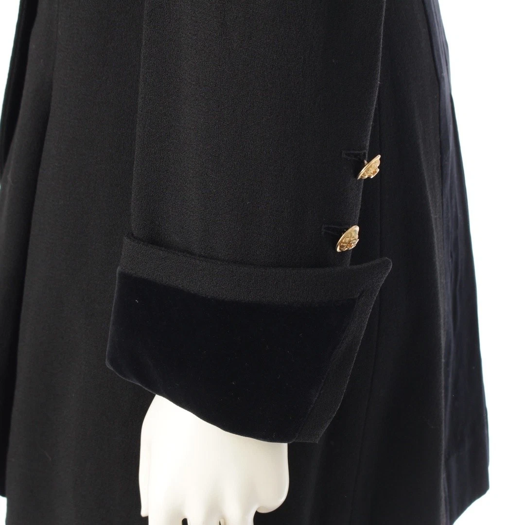 Chanel Vintage Velluto Lana Doppio Bottone Sartoriale Giacca Capispalla Nero 36