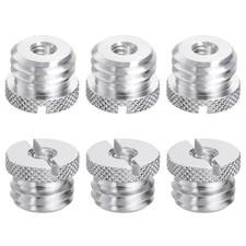 6Pcs 5/8"-11 Male to 1/4"-20 Female Aluminum Alloy Convert Screw Adapters Silver
