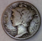 1931 D Mercury Dime - 90% silver liberty coin, low mintage, semi key date #0137