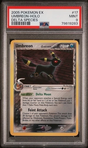 PSA 9 Umbreon Holo Rare Delta Species 17/113 Pokemon EX English 2005 Mint