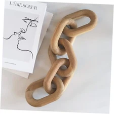 Wood Chain Link Decor – 21" Light-Medium Decorative Object for Coffee Natural
