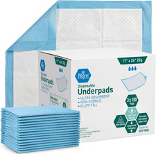 Medpride Disposable Underpads 17'' X 24'' 100-Count Incontinence Pads, Bed Cov