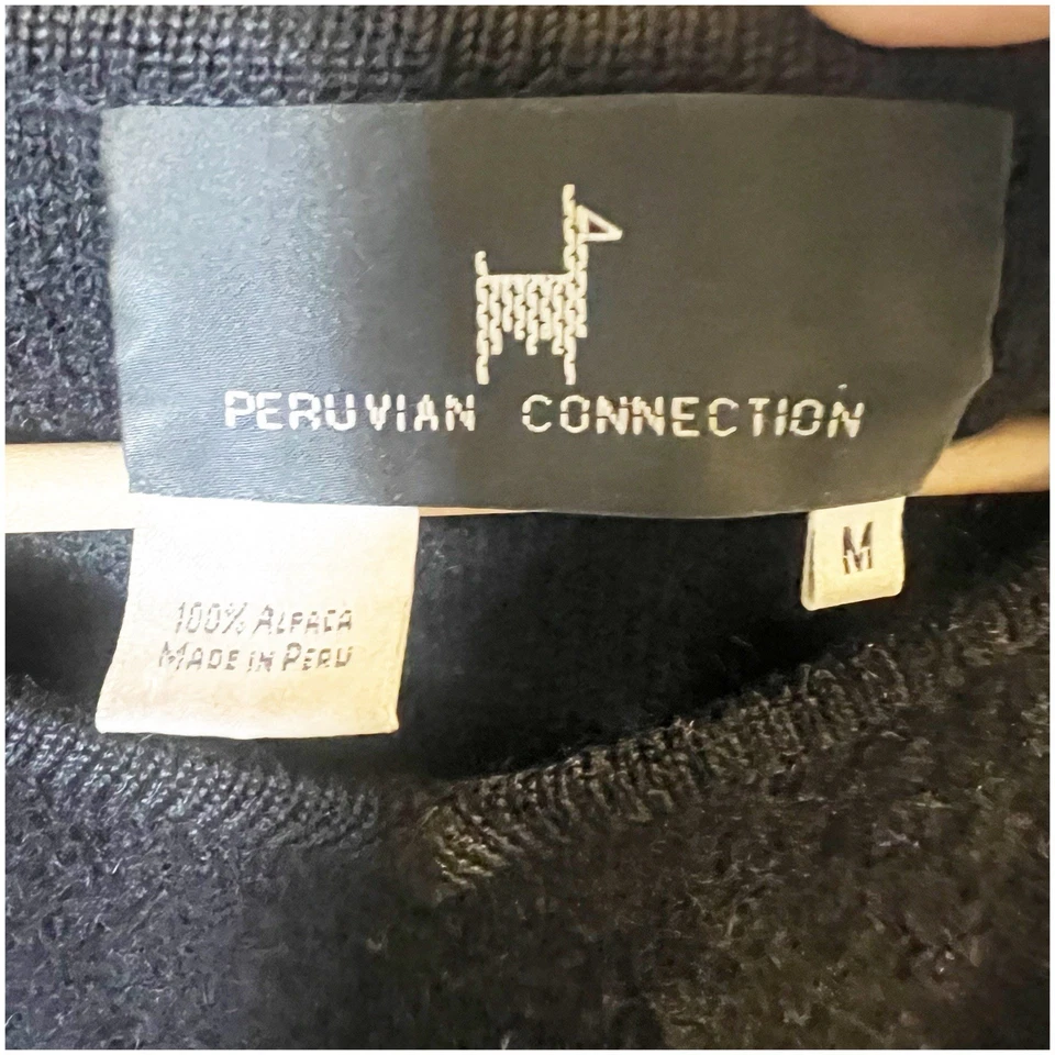 Peruvian Connection Men’s 100% Alpaca Sweater Size Medium Colorblock Black Gray  - Image 3 of 4