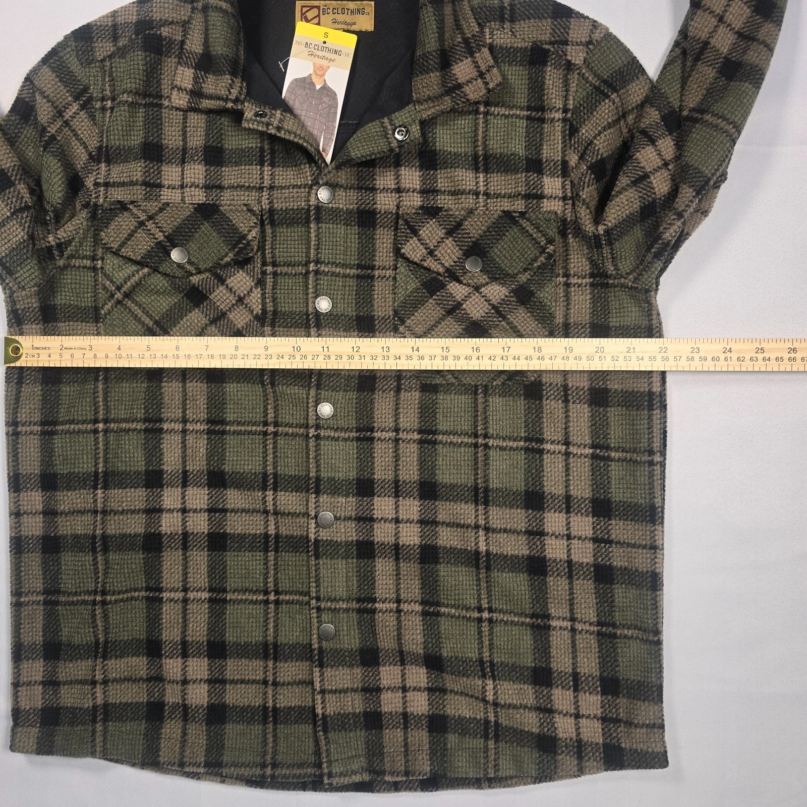 NWT BC Clothing Mens Textured Flannel Shirt Jacket Green Plaid Shacket Small image 5