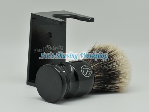 Frank Shaving Finest Badger Hair Shaving Brush Faux Ebony Hand Free Drip Stand - Picture 4 of 4