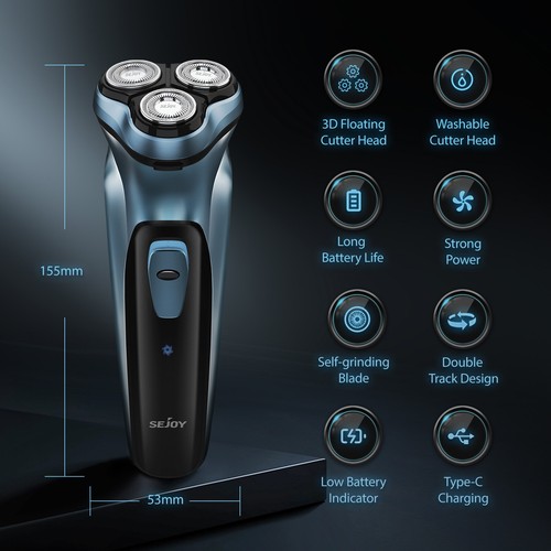 SEJOY Mens Electric Shaver Razor Rechargeable Rotary Cordless Sideburn