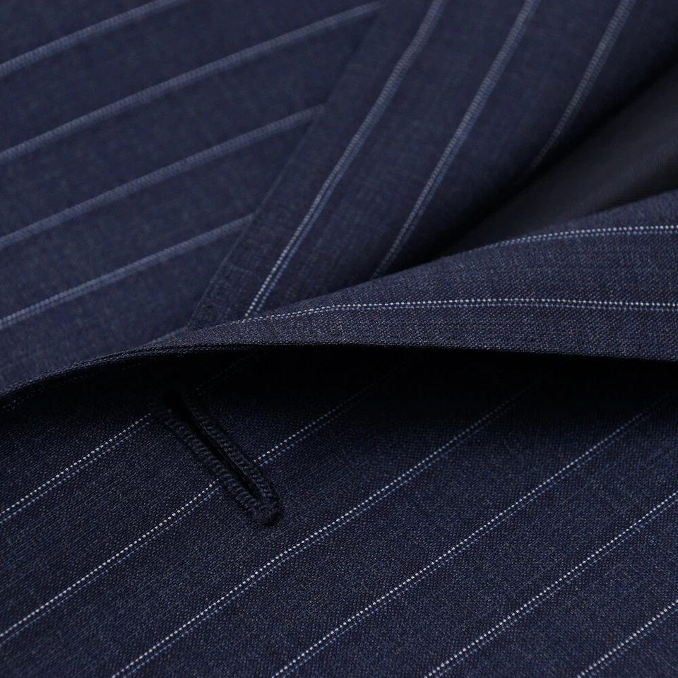 $3895 SARTORIA PARTENOPEA Dark Blue Stripe Lightweight Wool Suit Slim 44 R - Image 2 of 4
