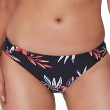 NWT Bar III Tropical Escape Floral Print Bikini Swim Bottoms  Black Size M