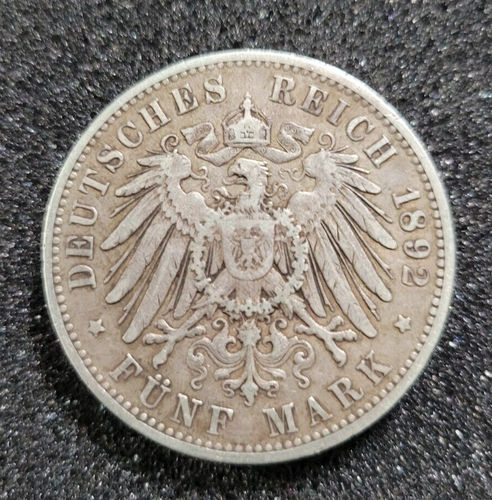 German States - Wurttemberg - 5 Francs - 1892 - 0.9000 Silver - KM# 632 - Picture 2 of 2