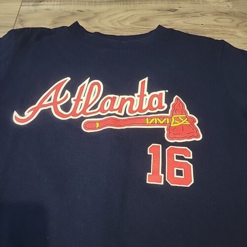 Brain McCann #16 Shirt Youth Small Blue Atlanta Braves Baseball MLB Tee