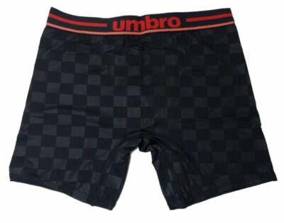UMBRO Men's Performance Boxer Briefs Black Checkerboard Red Shorts