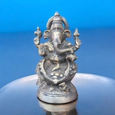9 1/2" Seated Aluminum Ganesh Murti Statue