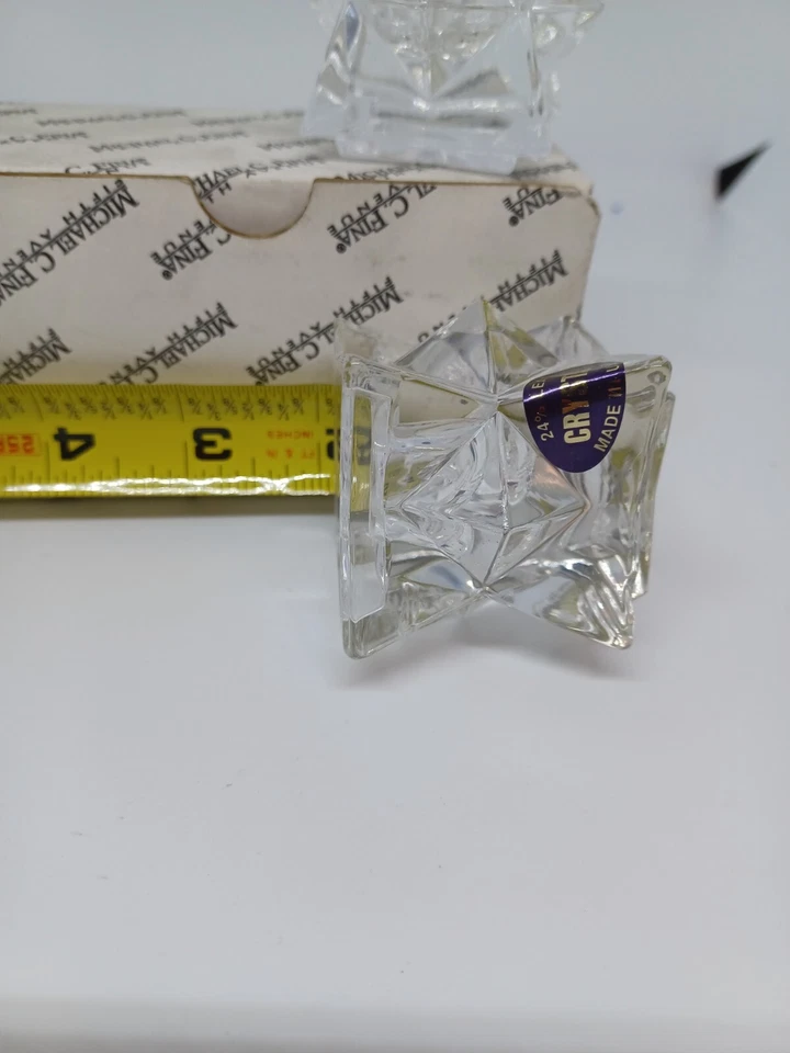 Juego de 2 candelabros cónicos estrella cristal plomo 24 % 5th Fifth Avenue de colección Foto 4 de 4