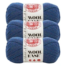 (3 Pack) Lion Brand Yarn 620-115 Wool-Ease Yarn, Blue Mist