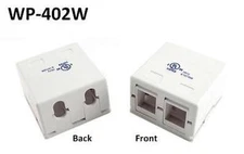 2-Port RJ45 White Blank Keystone Surface Mount Box, CablesOnline WP-402W
