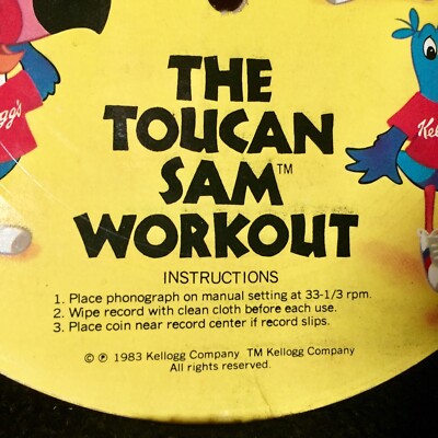 Vintage 1983 Toucan Sam Record Workout & RARE 1986 Kellogg STAMP