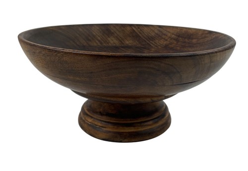 Vintage Wood Wooden Pedestal Footed Fruit Bowl