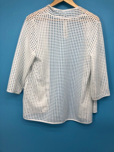 Easywear by Chicos Oberteil weiß Cut Out Strickjacke Halbarm Overshirt Gr. 1/S - Bild 3 von 5