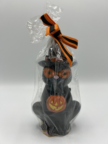 Spooky Hollow Halloween Black Cat 5.75” Wax Candle 2004 - Afbeelding 1 van 7