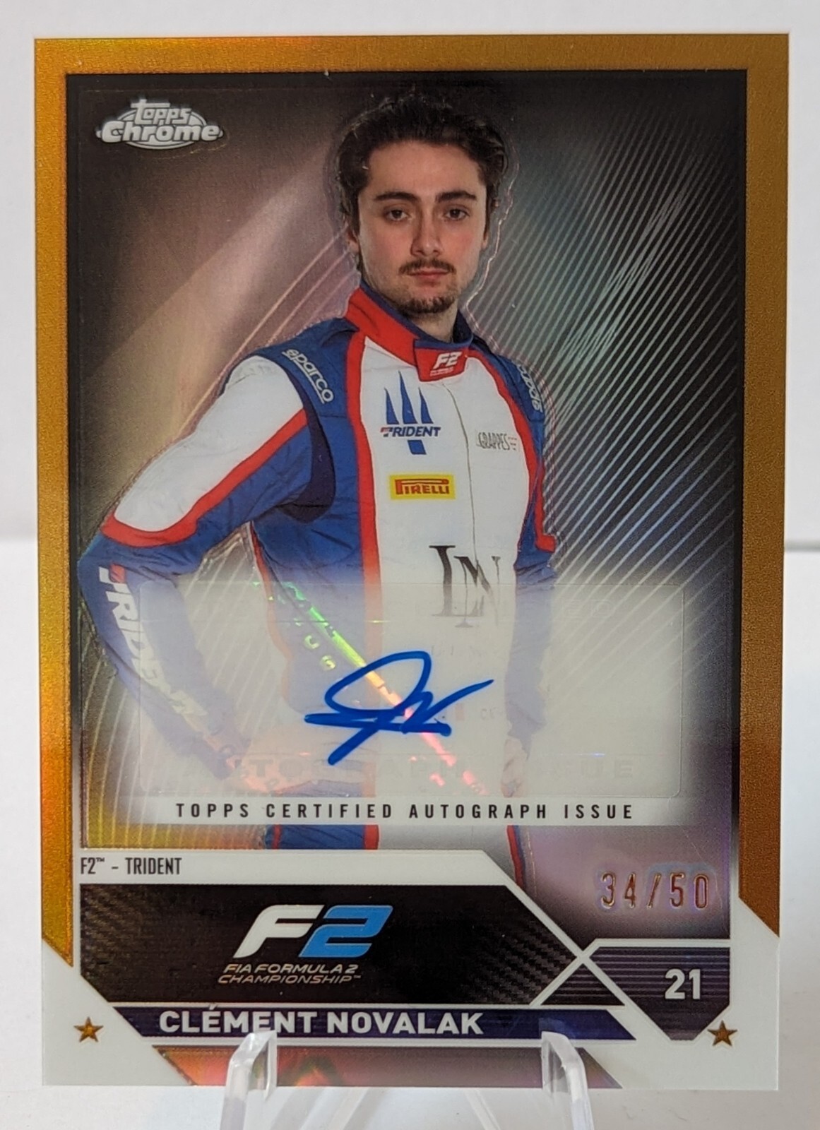 2023 Topps Chrome Formula 1 F1 Clement Novalak AUTO /50 Gold Refractor #CAC-CN