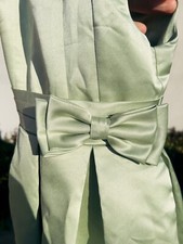 Sage Green Flower Girl Dress, Kids Cute Satin Bow Elegant Wedding Size 5