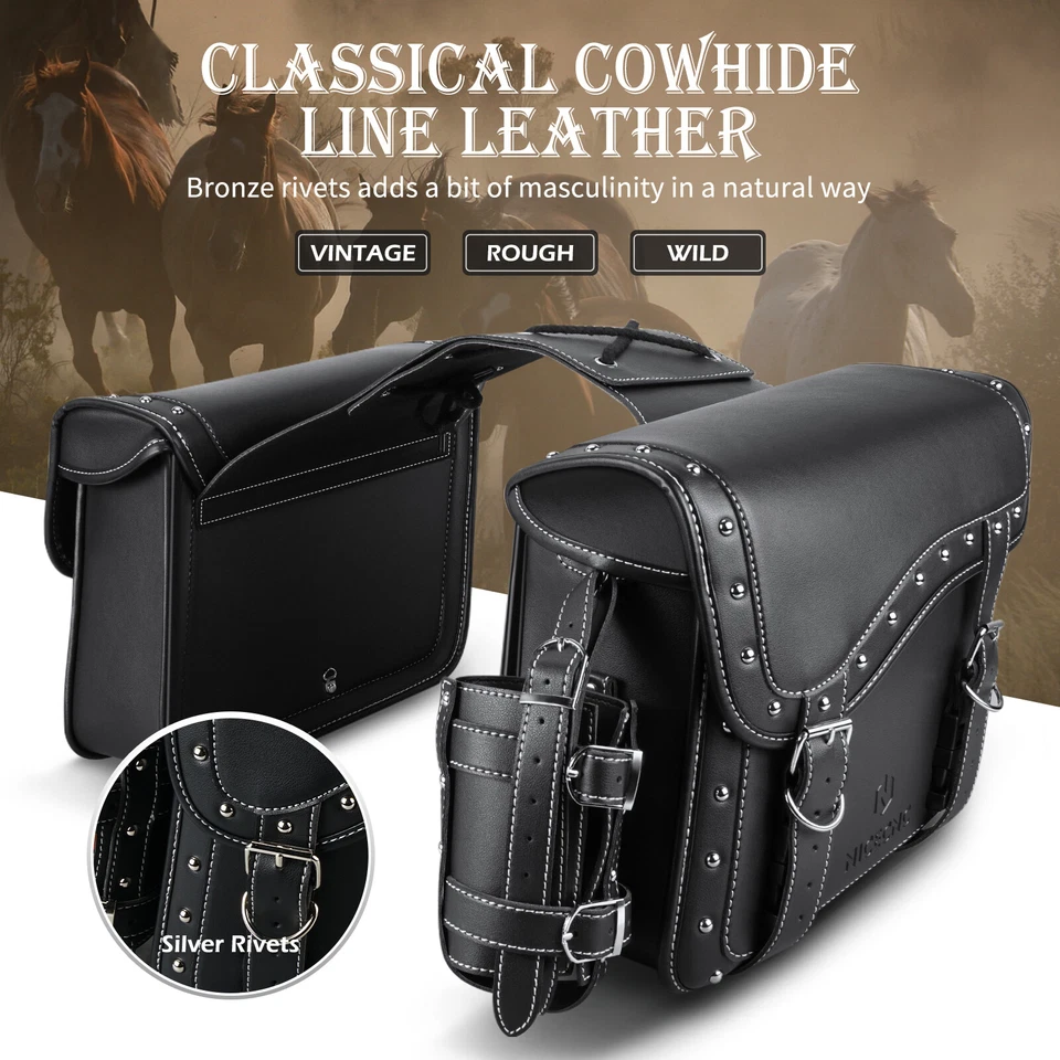 Motorcycle PU Leather Throw Over Saddlebags For Harley Softail Night Train FXSTB Foto 4 de 4