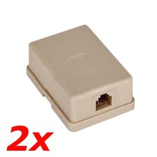2 Pack - 1-Port RJ11 6P4C Ivory Surface Mount Box SMB Biscuit Jack for Telephone