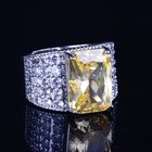 New Fashion Party Jewelry Light Yellow Citrine Gemstone Charm Women Silver Ring