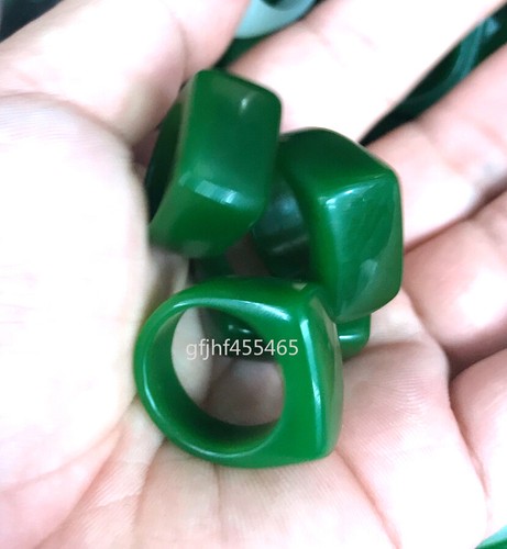 Natürliche Mongolei Mode echte sonnige grüne Jade Herren quadratischer Ring - Bild 2 von 4