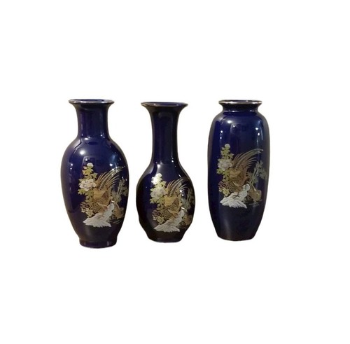 Dekorative kobaltblau orientalische Vasen 3er Set