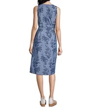 Liz Claiborne Linen Midi Dress Womens Plus 2XL Blue Button Up Belted Pockets NEW