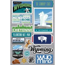 Crafts Stickers 3D Wyoming Cowboy State Shape License Plate Flower Cheyenne