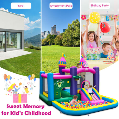Inflatable Unicorn-themed Bounce House 6-in-1 Kids Bounce Castle W/ 735W Blower - Picture 6 of 11