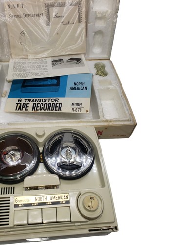Vtg North American Solid State 6 Transistor Tape Recorder Model N-678 In Box - Picture 5 of 7