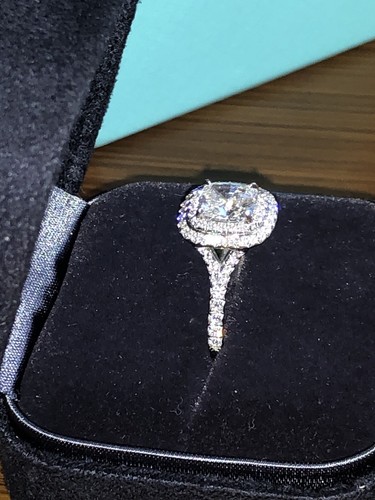Tiffany & Co Soleste Cushion Double Halo Diamond Engagement Ring 1.31 ct Rt $30k - Picture 3 of 11