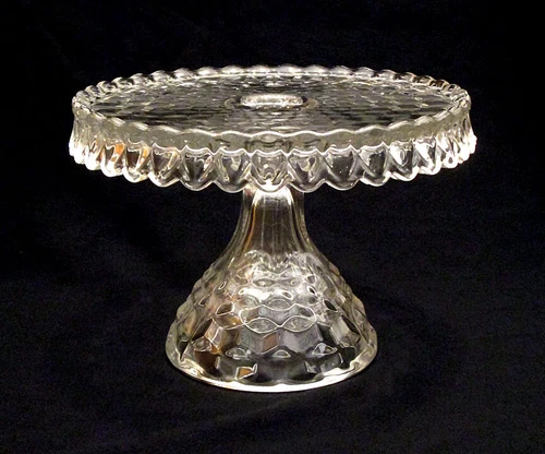 Early-to-Mid 20th Century Vintage FOSTORIA American CAKE STAND w/ Rum Well Cube