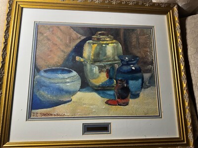 Large D.L Steinmacher ''Tabletop Still Life  Scene'' Watercolor Painting - Framed
