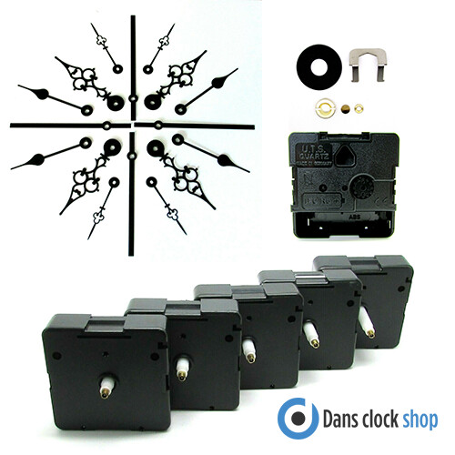 10 Stück Quarz deutsches UTS Eurowellenwerk Mechanismus Motor schwarz Metallzeiger