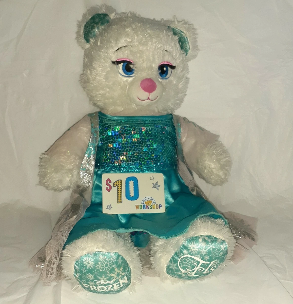 Build A Bear Disney Frozen Elsa White Plush Teddy Bear plus 10$ BAB Gift  Card