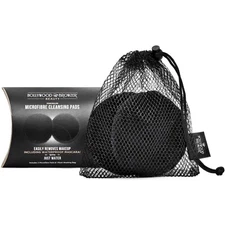 Reusable Makeup Washable Remover Microfibre Cleansing Pads with Holder Black